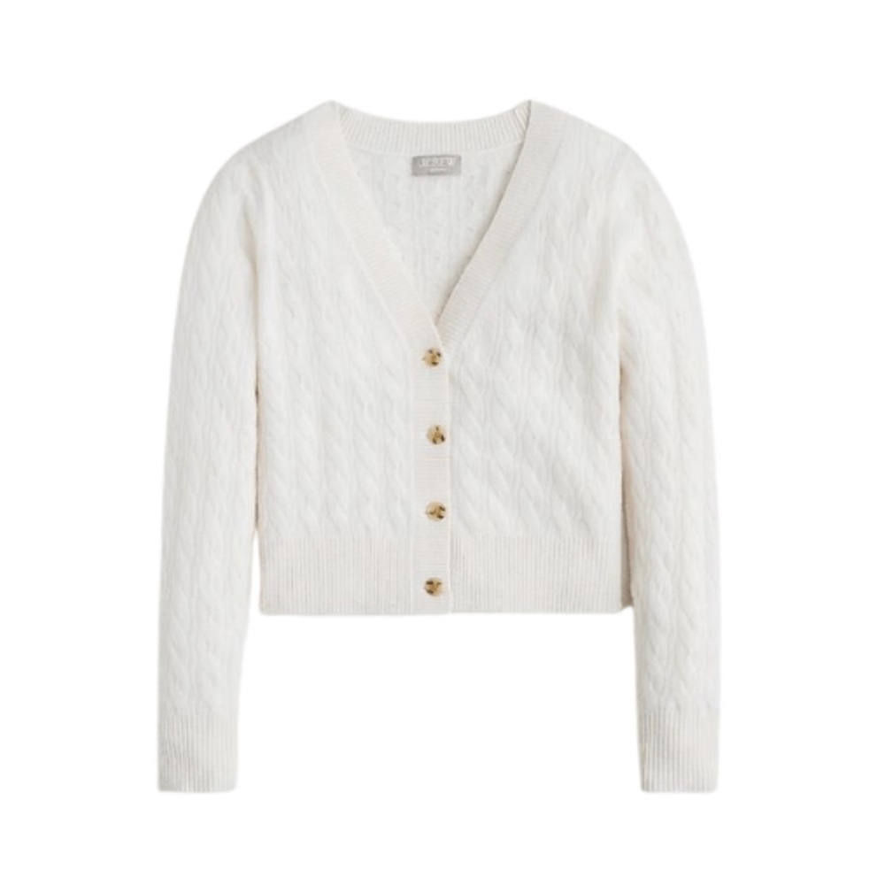 J.crew cardigan shurken cableknit v neck cashmere sweater - small